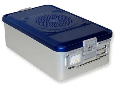 Container cu filtru mediu h 150 mm - albastru - perforat