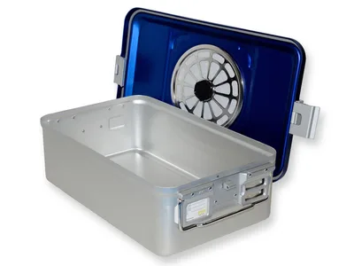Container cu filtru mediu h 150 mm - albastru - perforat