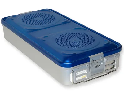Container cu filtru mare h 100 mm - albastru - perforat