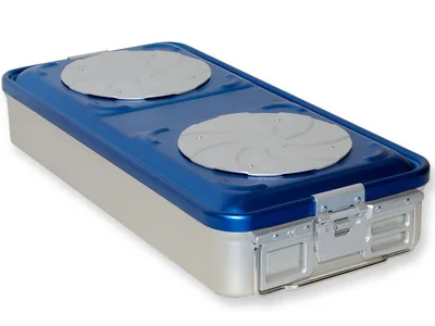 Container B.S. cu valvă mari h 100 mm - albastru - perforat