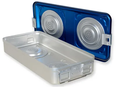 Container B.S. cu valvă mari h 100 mm - albastru - perforat
