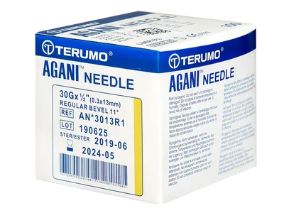 TERUMO AGANI HYPODERMIC NEEDLES 30Gx1/2" - 0.3x13mm - AN*3013R1 - yellow - sterile