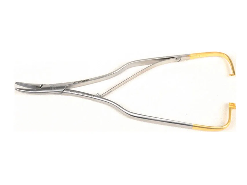 T.C. GOLD ARRUGA NEEDLE HOLDER - curbat - 16 cm - vârfuri netede
