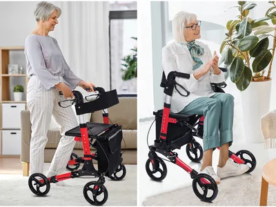 Rollator compact - pliabil - roșu