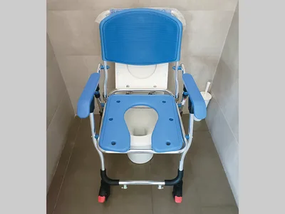 Scaun toaletă pliant tip cărucior
