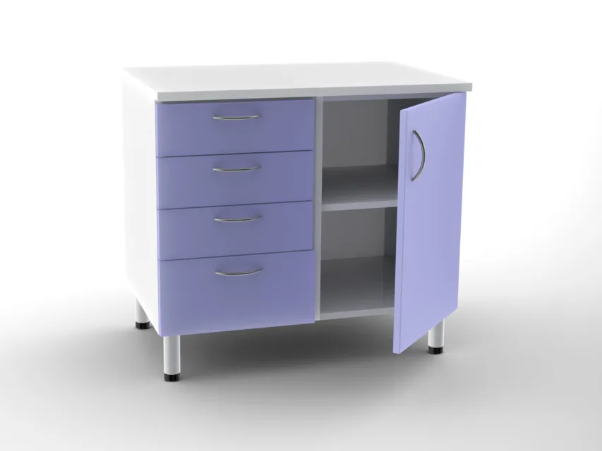 Dulap corpuri duble de baza 4 sertare + 1 usa cu 2 rafturi - orice culoare