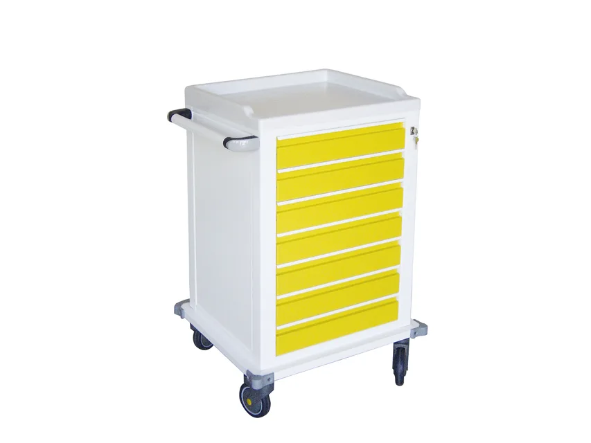 Cărucior modular din oțel vopsit cu 7 sertare mici
