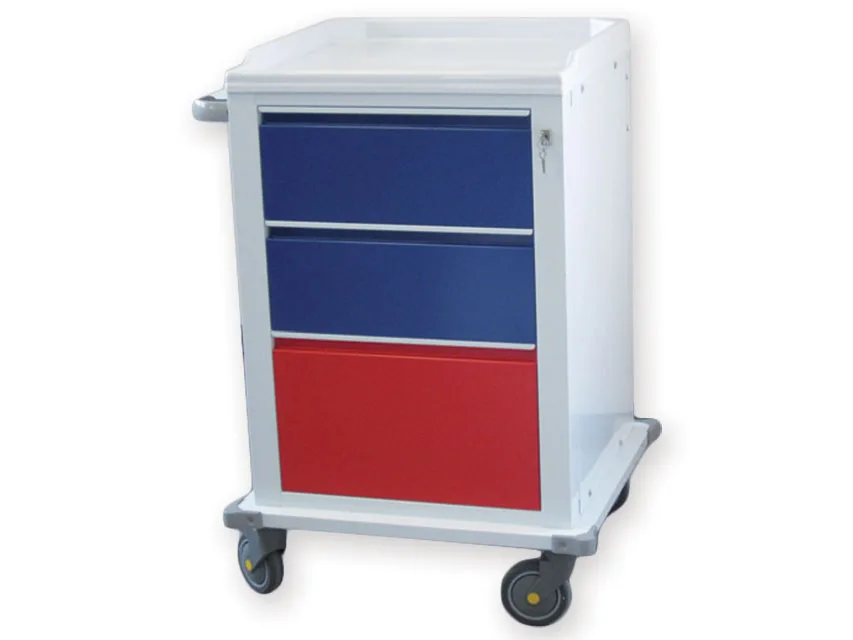 Cărucior modular din oțel vopsit cu 2+1 sertare