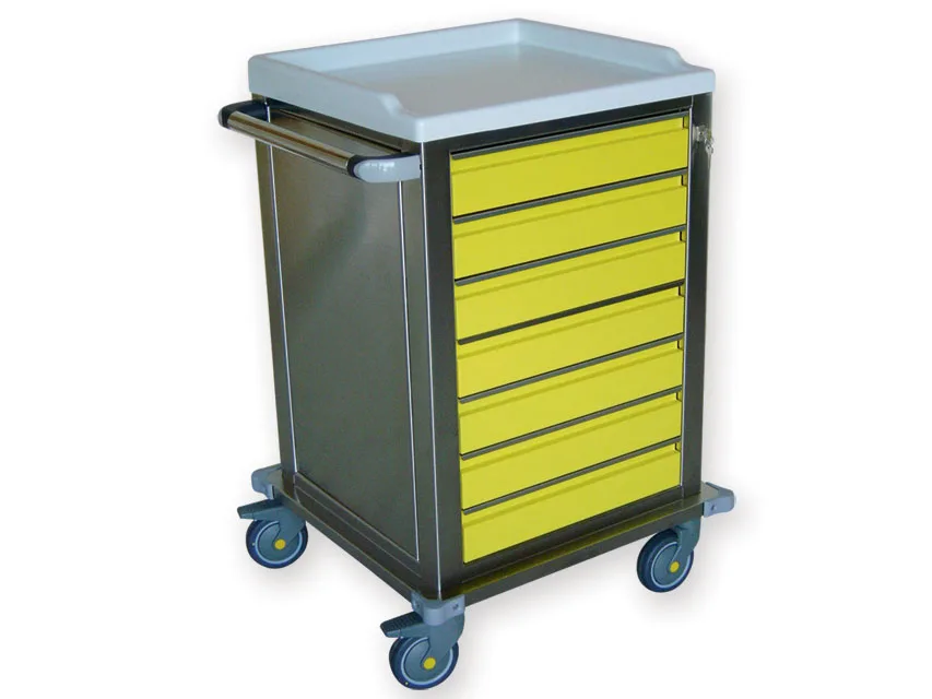 Cărucior modular din oțel inoxidabil cu 7 sertare mici