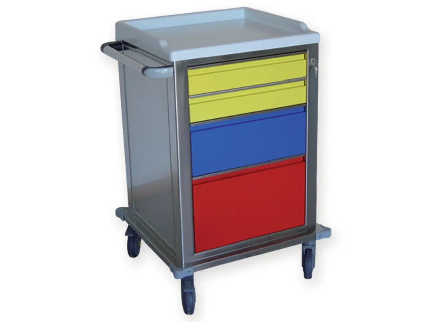 Cărucior modular din oțel inoxidabil cu 2+1+1 sertare