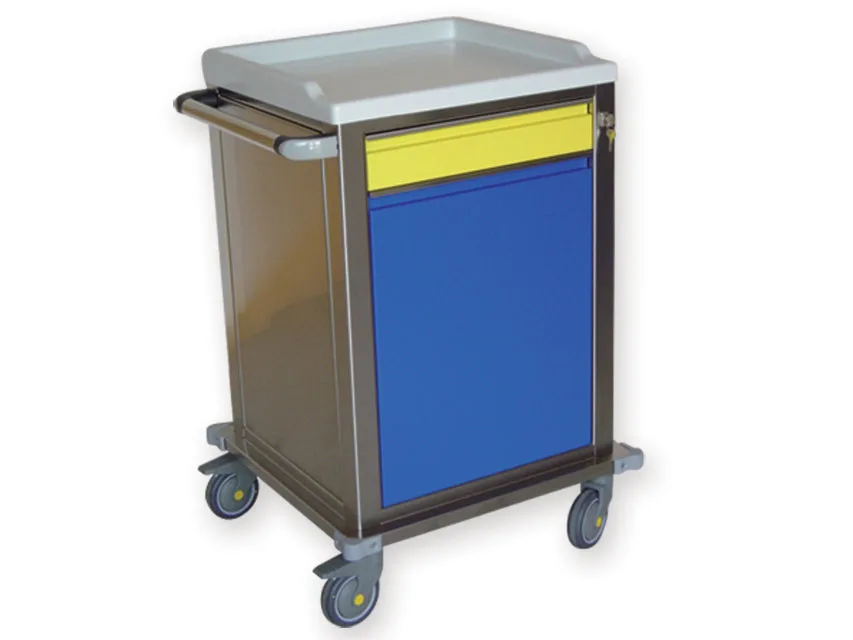 Cărucior modular din oțel inoxidabil cu 1 sertar + 1 raft