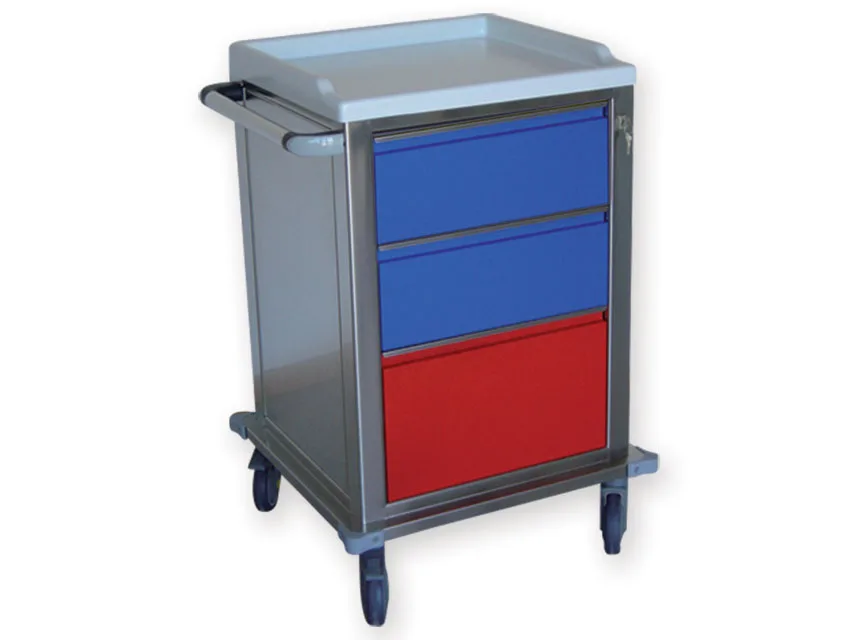 Cărucior modular din oțel inoxidabil cu 2+1 sertare