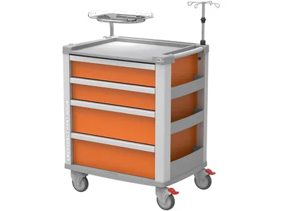 Cărucior medical de urgență mediu - portocaliu
