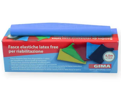 Banda pentru exercitii fizice fara latex - 5.5 m x 14 cm x 0.35 mm - albastru