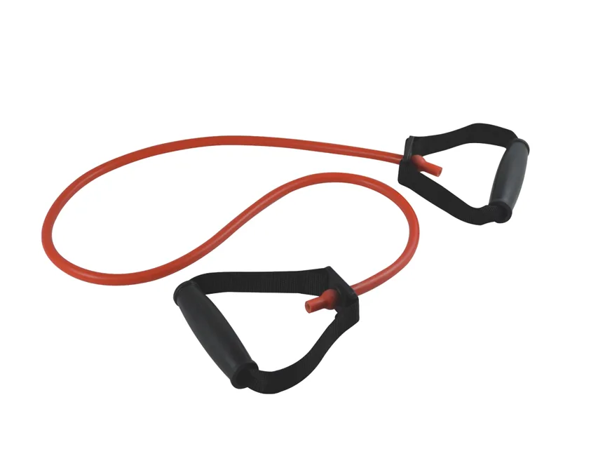 Banda elastica pt exercitii fizice cu manere tpr -125 cm x 2.5 mm - medium - rosu