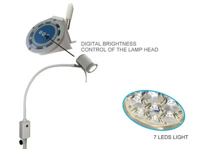 Lampa medicală HYRIDIA 7 LED cu brat flexibil - cărucior