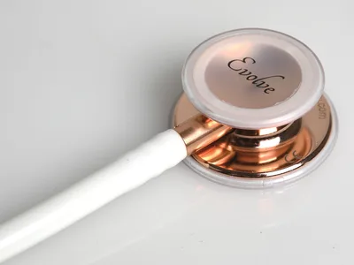 Evolve dual head stetho - rose gold head - Y white