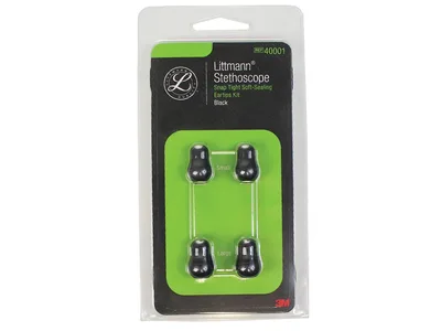 Littmann ear tips - 1 pereche mică + 1 pereche mare - negru - 40001