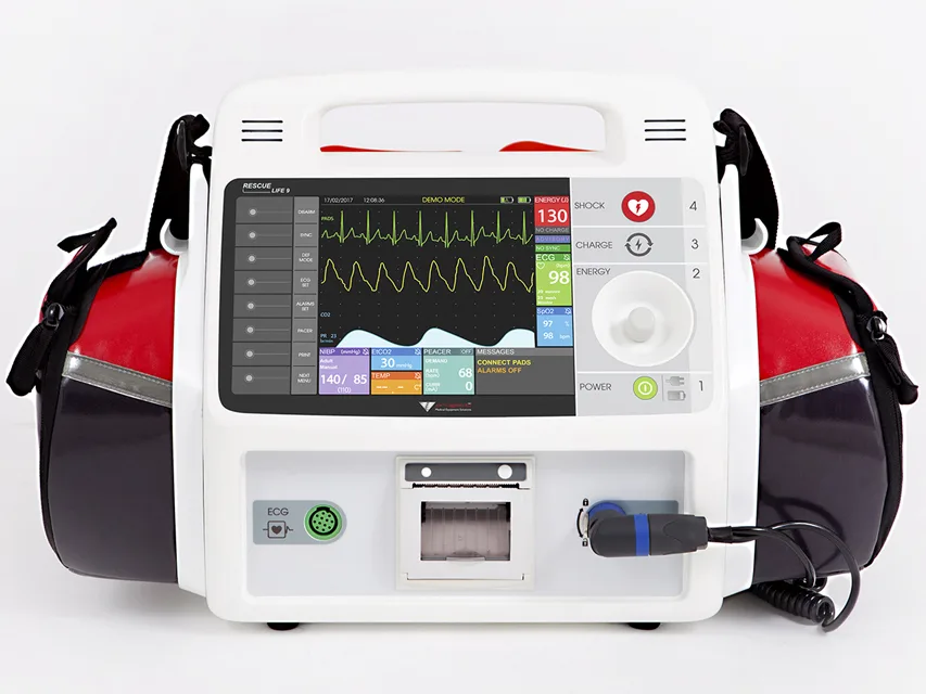 Defibrilator RESCUE LIFE 9 AED cu Temp, SpO2, NIBP, Pacemaker