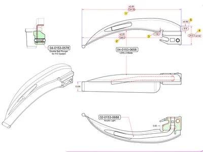 Lamă laringoscop cu fibre optice de uz unic McIntosh N° 3 - adult
