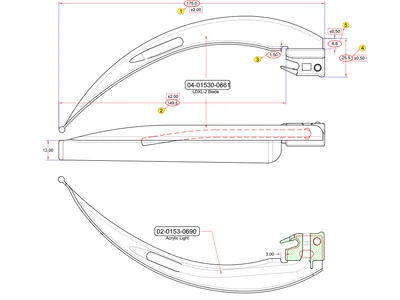 Lamă laringoscop cu fibră optică pentru folosință la pacient unic Mc Intosh nr. 5 - adult extra-large